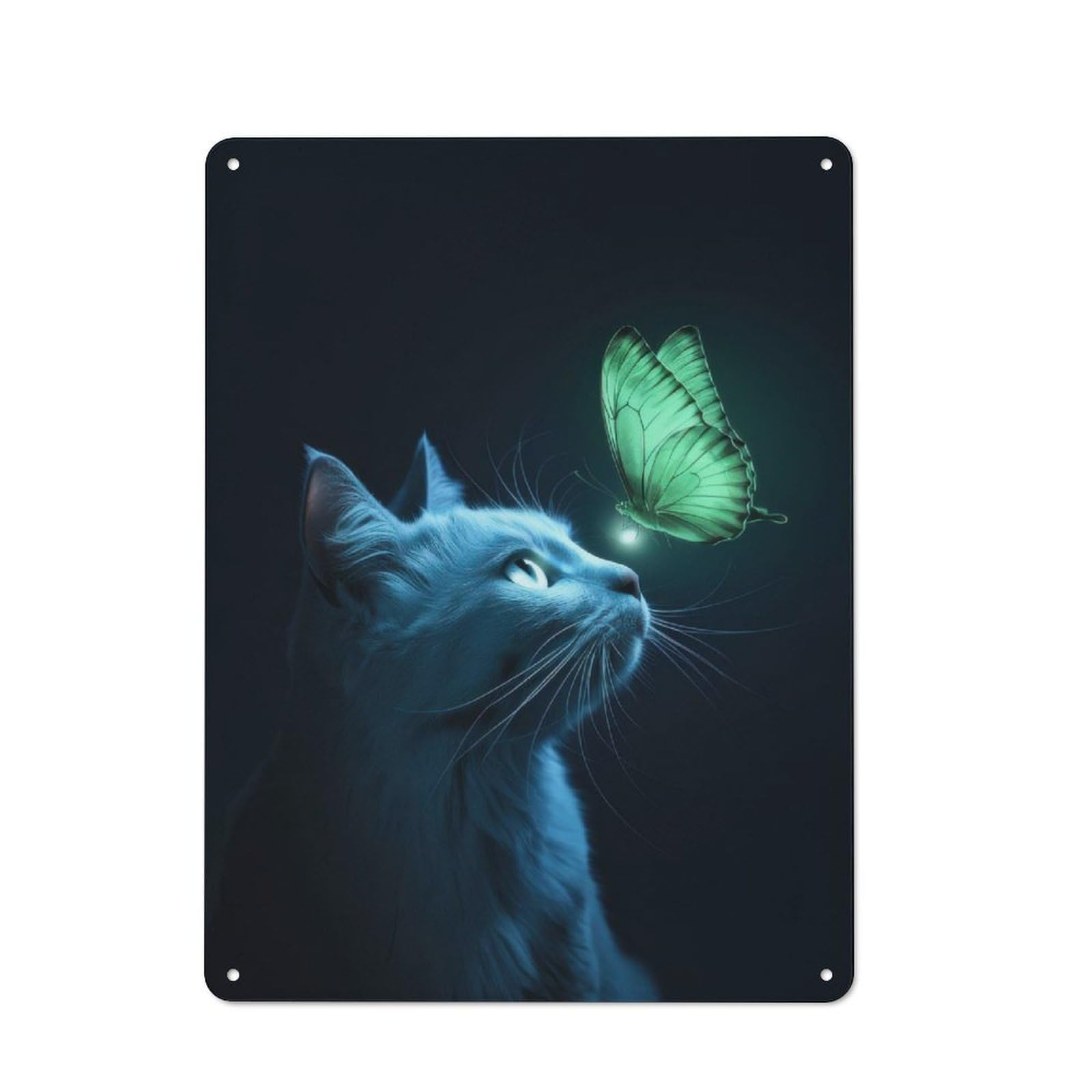 Junmoney Cat Butterflies Retro Tin Sign 40X30cm For Man Cave Or Games Room, For Collectors Decorating Games Rooms And Man Caves