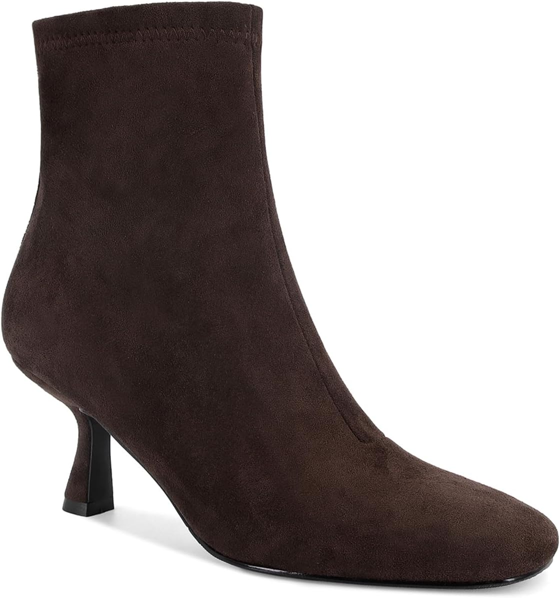 Kitten Heel Ankle Boots for Women Square Toe Heeled Booties with Side Zipper Comfortable Fashion Dressy Casual Short Boots