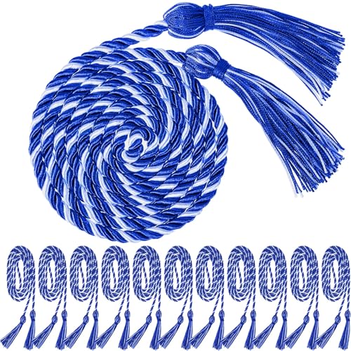 WILLBOND 12pcs Graduation Rope Honor Cord Tassel Set, Graduation Accessories for Ceremony, Graduate Students Souvenir and Gift (Blue and White)