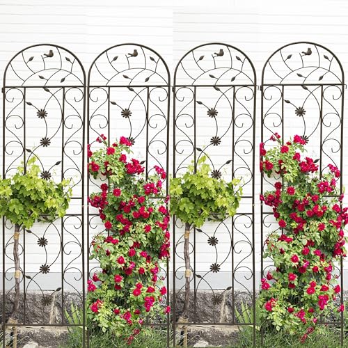 4 Pack Metal Garden Trellis 86.7" Tall Outdoor Climbing Plant