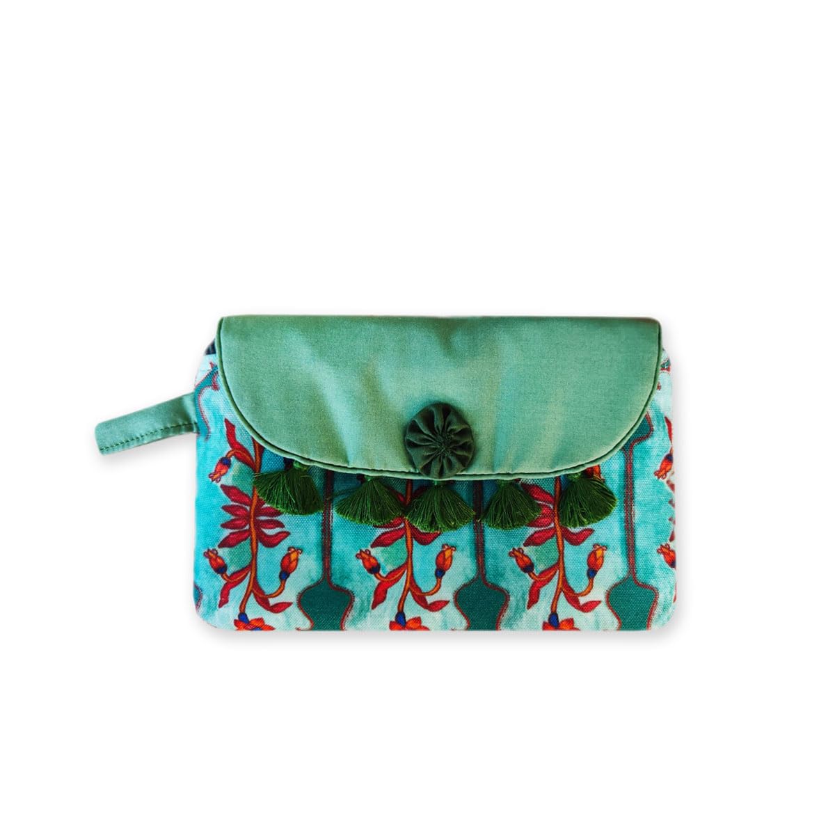 craft hues Multicolored Fabric Women's Handmade Wallet, wallet for college girls, wallet for gifting (Green Door)-picture-11