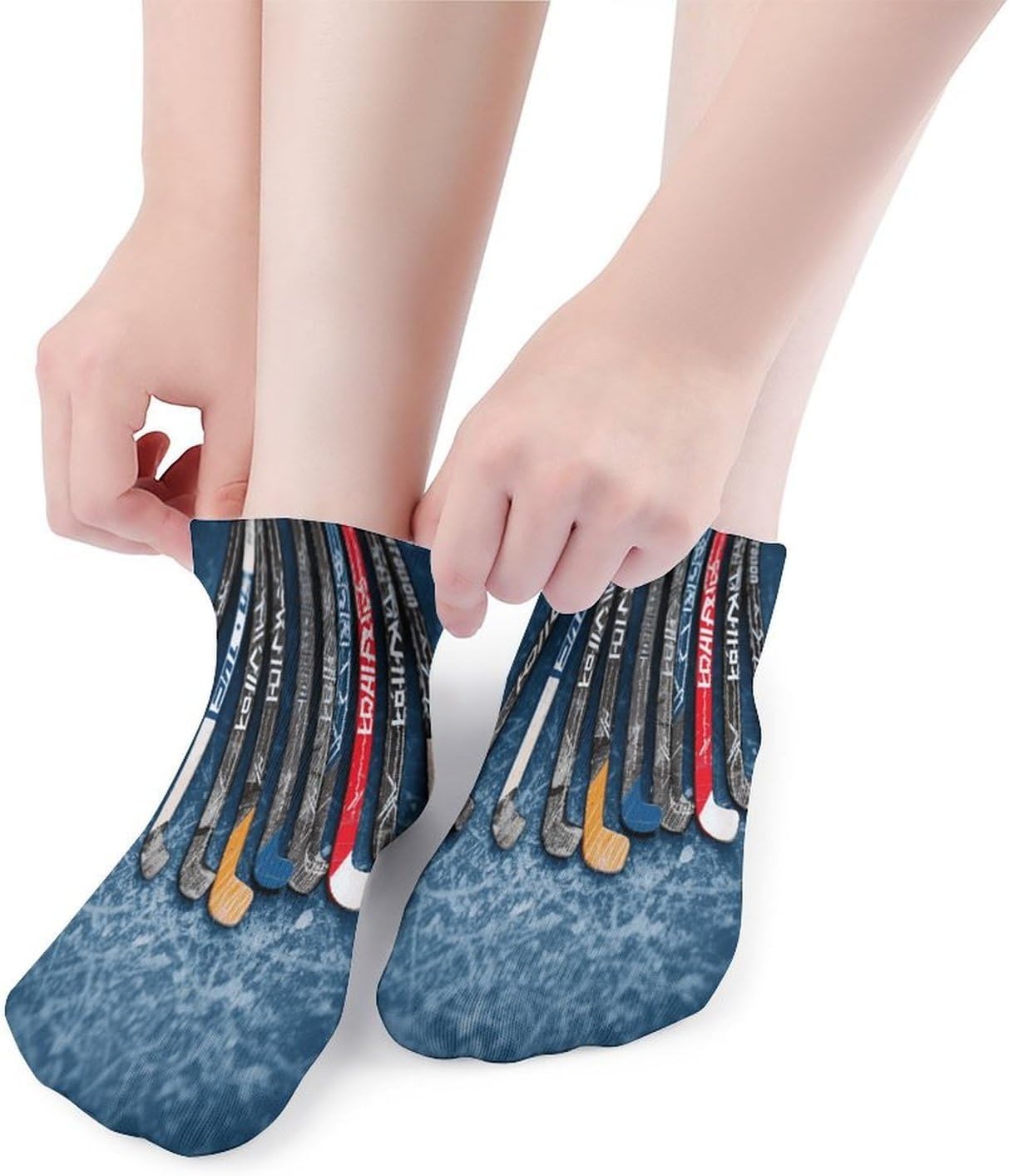 Ice Hockey Sticks Ankle Sock for Men & Women 5 Pairs Breathable Ankle Short Casual Socks Low Cut Athletic Socks
