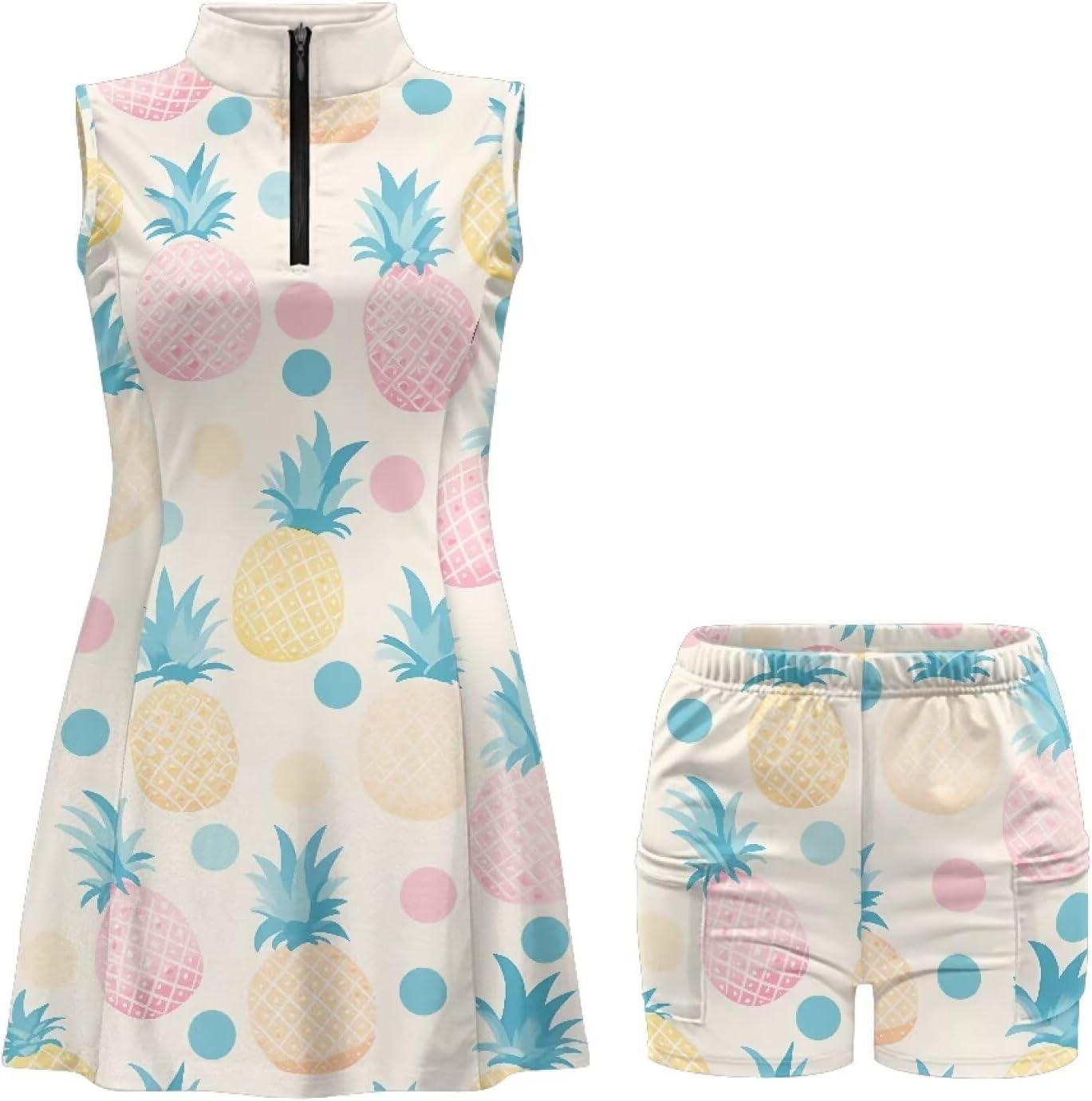 Daisy Flower Butterfly Women's Tennis Dresses Pumpkin Halloween Sleeveless Athletic Tank Tie-Dye Casual Golf Dress