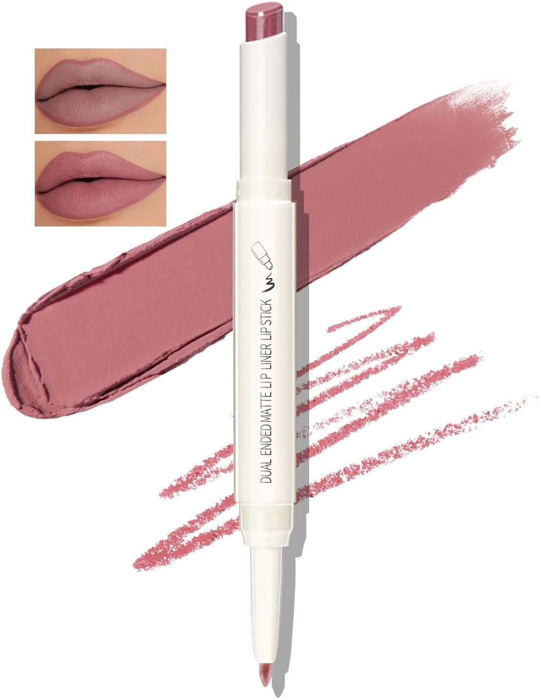 Double-ended Lipstick Lip Liner Makeup Velvet Lipgloss Lipstick, Creamy Lip Pencil for Women Matte Long-lasting Matte Satin Finish, Nourishing and Non-fading