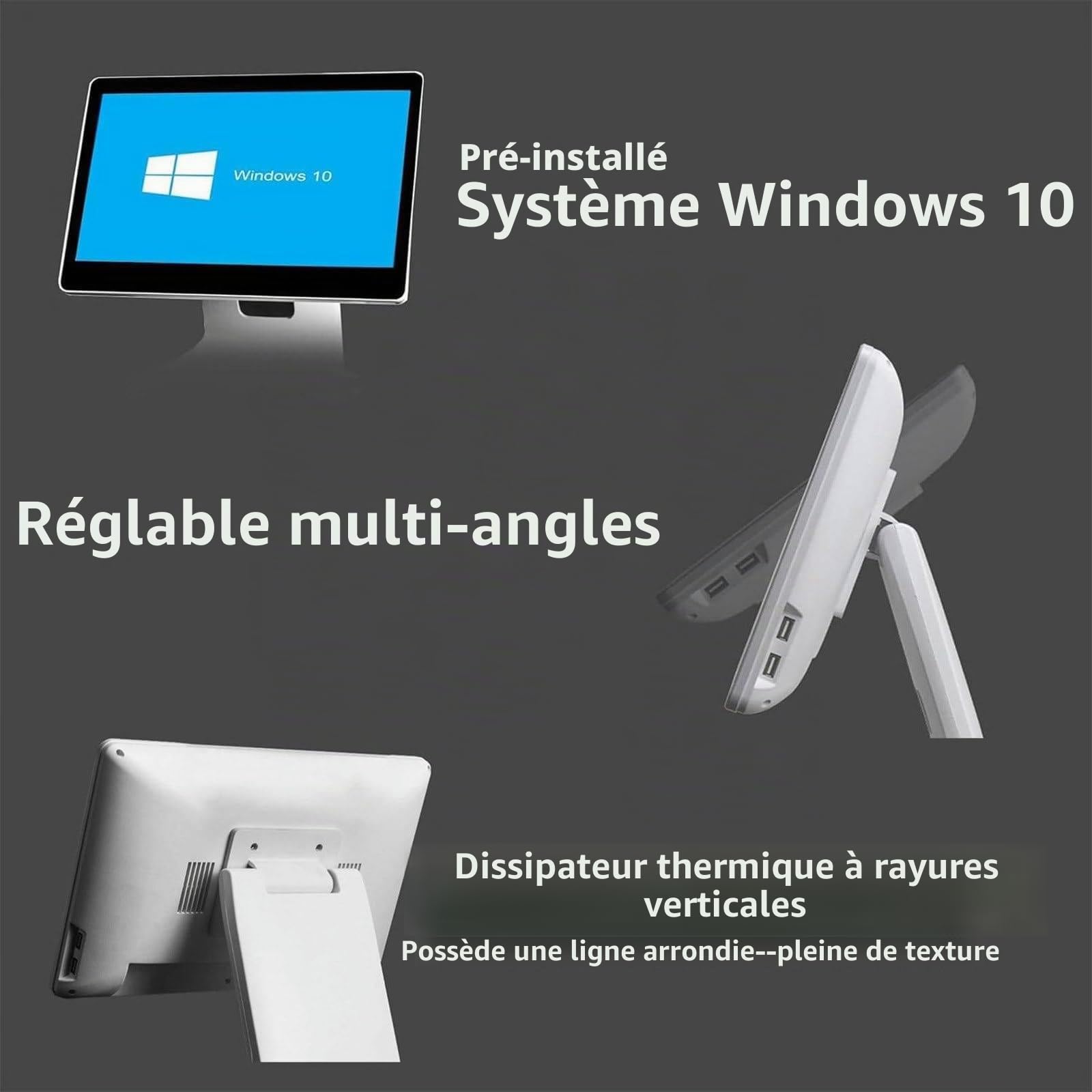 Caisse enregistreuse Tactile, Caisse enregistreuse TPV, Caisse enregistreuse avec Écran Tactile 15,6 Pouces, processeur N2840, 4 Go de RAM, SSD 64 Go, Windows 10 pour commerces et Restaurant