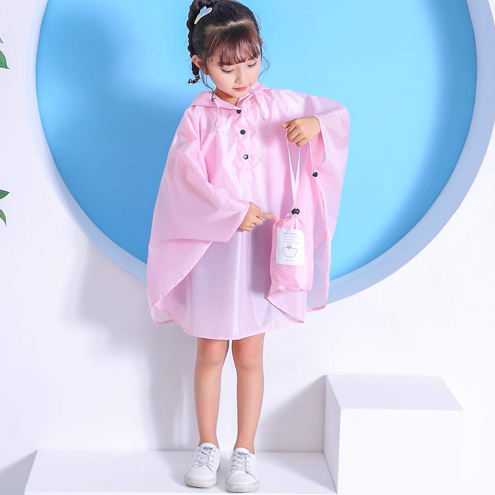 Gaga city Bambini Impermeabile Giacca da Pioggia Poncho da Pioggia Bambina Incappucciato Riutilizzabile Cappotto di Pioggia Bello come Materiale e ha la Sua Sacca 1-12 anni