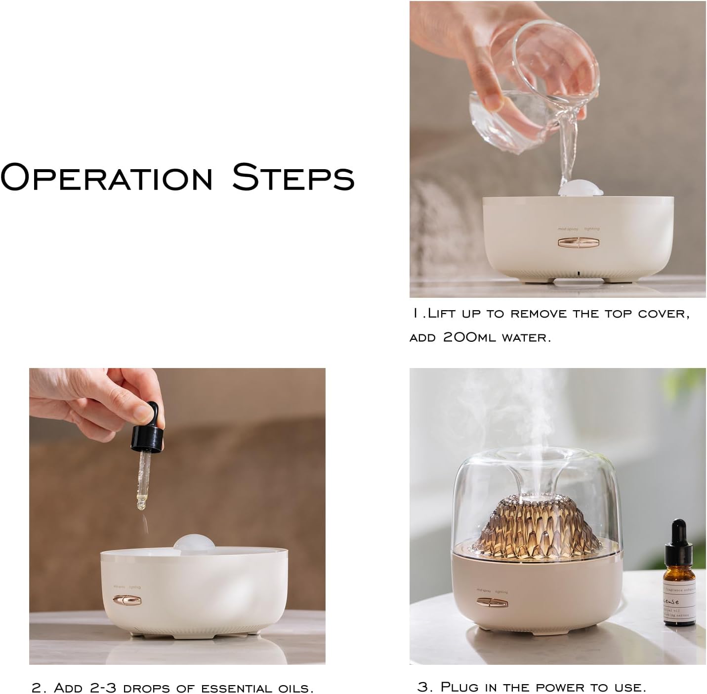 Essential Oil Diffuser,Portable Humidifier with Cool Mist, 7 Colors Night Light, and Auto Shut-Off,Perfect for Home, Office, and Yoga (White) - Image 6