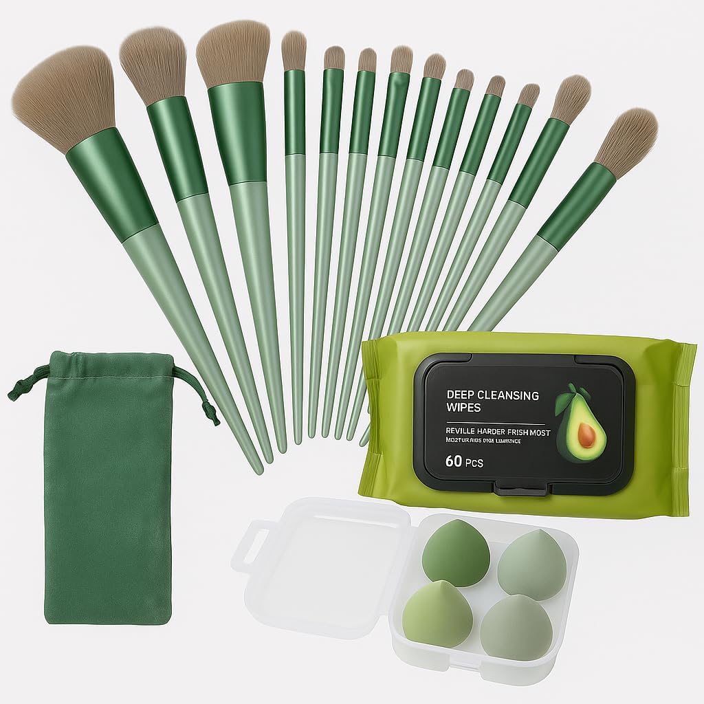 Primwand 13 PCS Professional Makeup Brush Set with 4 Boxed Beauty Blenders & Cleaning Wipes – Foundation, Eyeshadow, Blush, Contour, Highlighter Brushes – Soft Synthetic Bristles, Travel-Friendly Kit-image-23