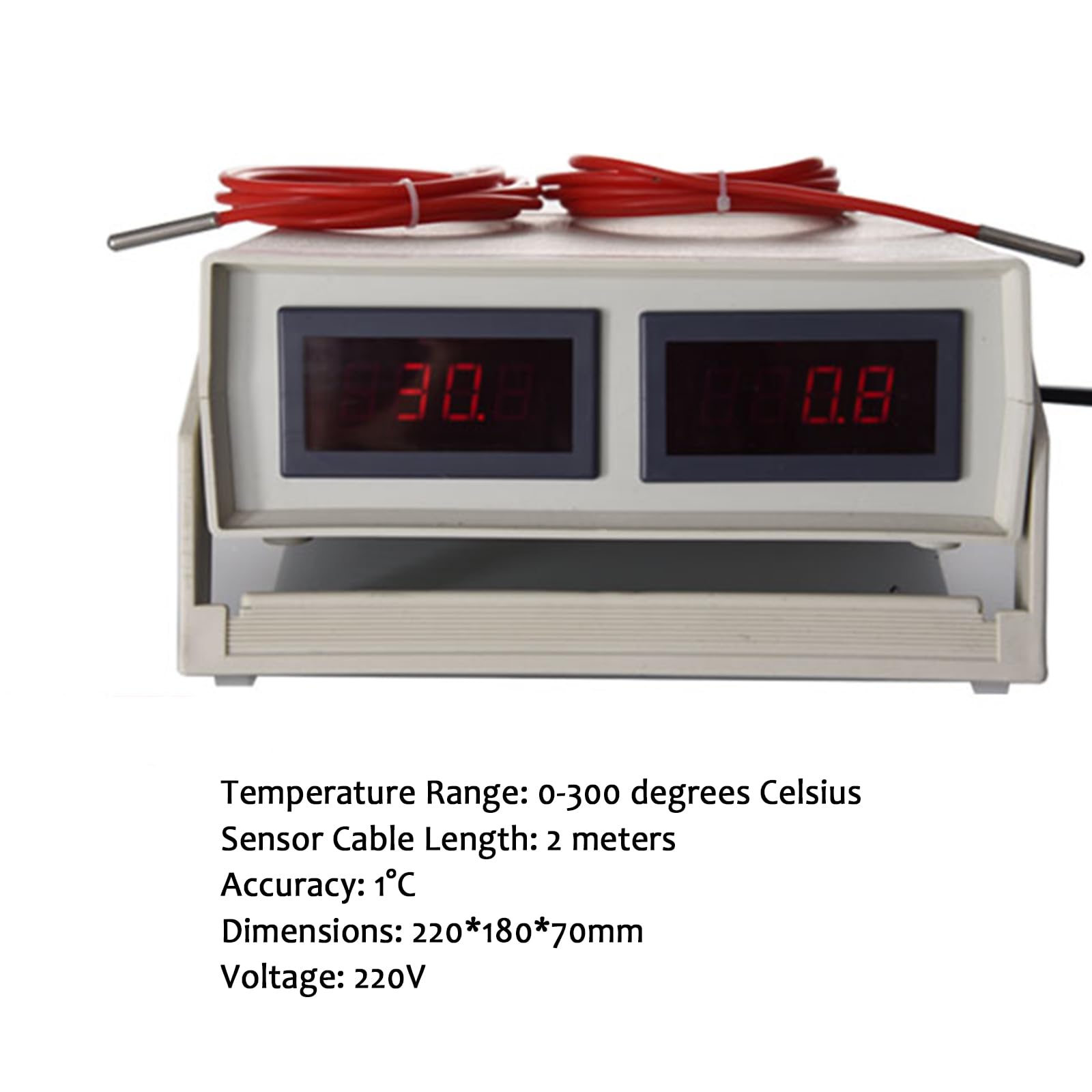 Termómetro Digital De Laboratorio, Pantalla LED Dual, Rango De Visualización De 0-300°, Precisión De 1 °C, con Sensor De 2 Metros, para Destilación En Laboratorio