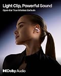 SHOKZ OpenDots One - Open-Ear Headphones - Wireless Bluetooth Earbuds with Microphone - Secure, Lightweight, Clip-On Fit - Premium Dolby Audio - Water Resistant - Fast Charging - Up to 40 hrs Playtime