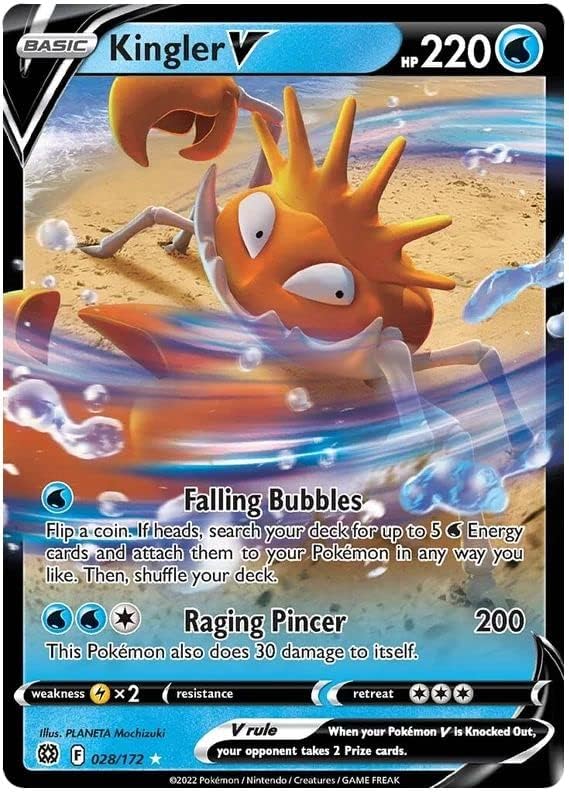 Kingler V 028/172 Ultra Rare Pokemon Card (SWSH Brilliant Stars) + 1x TitanCards® Toploader