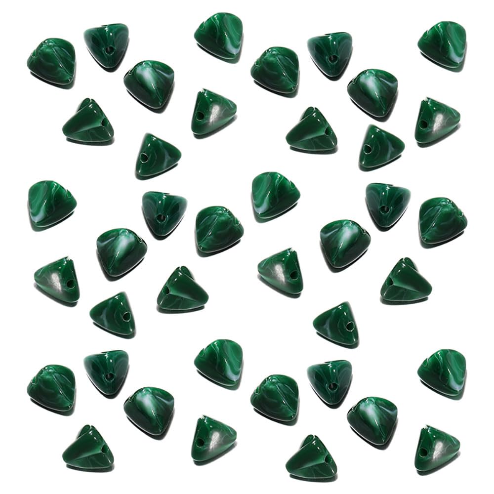 40Pcs Dark Green Acrylic Beads, Acrylic Triangle Beads for Crafting, Bracelets, Keychain Making