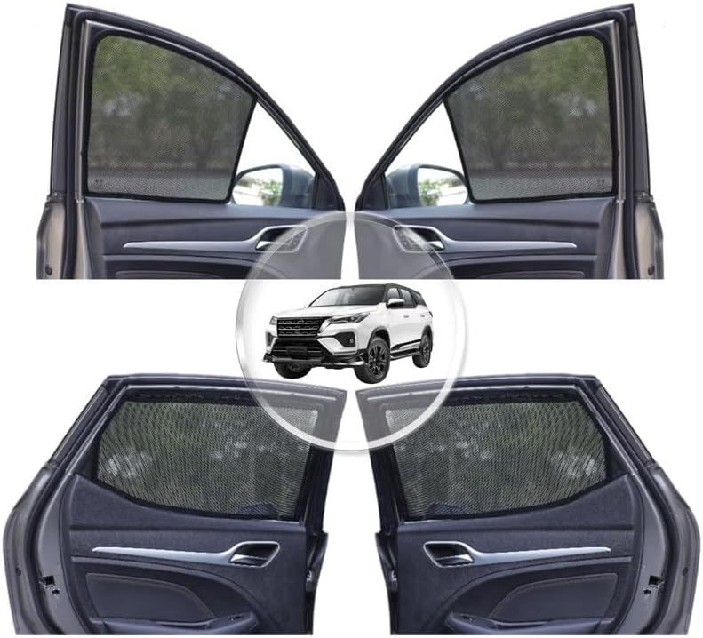 NEODRIFT 'NeoShade' Magnetic Car Sunshades for Toyota Fortuner (2018-2026) (Set of 6 - Front, Middle & Rear - Zipper Only on Middle Row)(UV Protection, Magnetic Grip, Privacy & Heat Control)