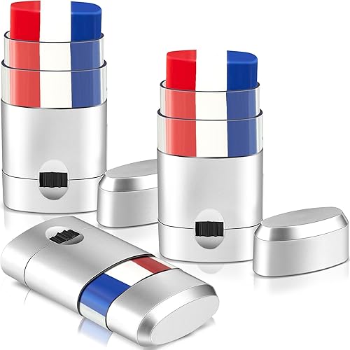 3 piezas de pintura facial de ojos rojos, blancos y azules, mezclable, segura, reducción de deslumbramiento, pintura facial de fútbol para