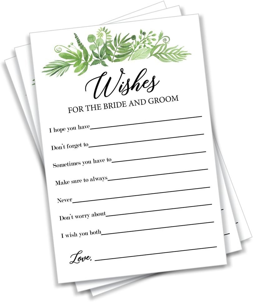 50 Greenery Wishes for The Bride and Groom - (50-Cards) Wedding Advice and Well Wishes Guest Book Alternative