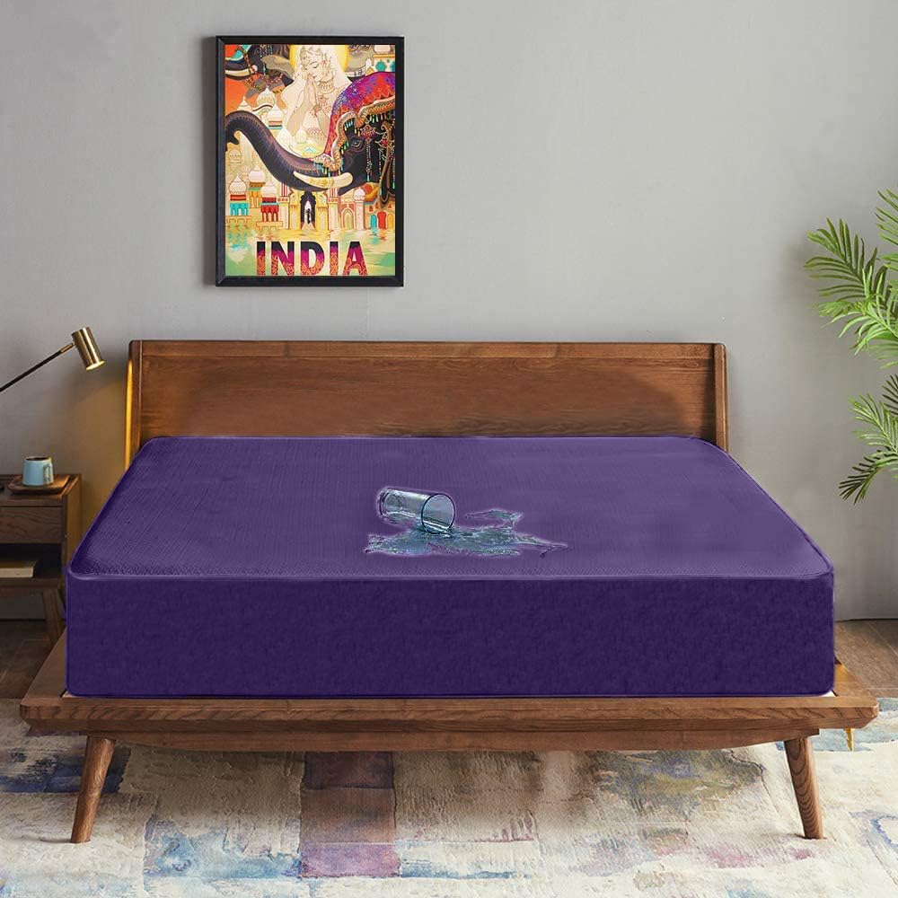 Trance Cotton Feel Terry Ultra Soft Waterproof Mattress Protector King Size| Breathable - Hypoallergenic Mattresses Cover King Size (78x72 inch | 6.5x6 feet, Plum - Pack of 1)