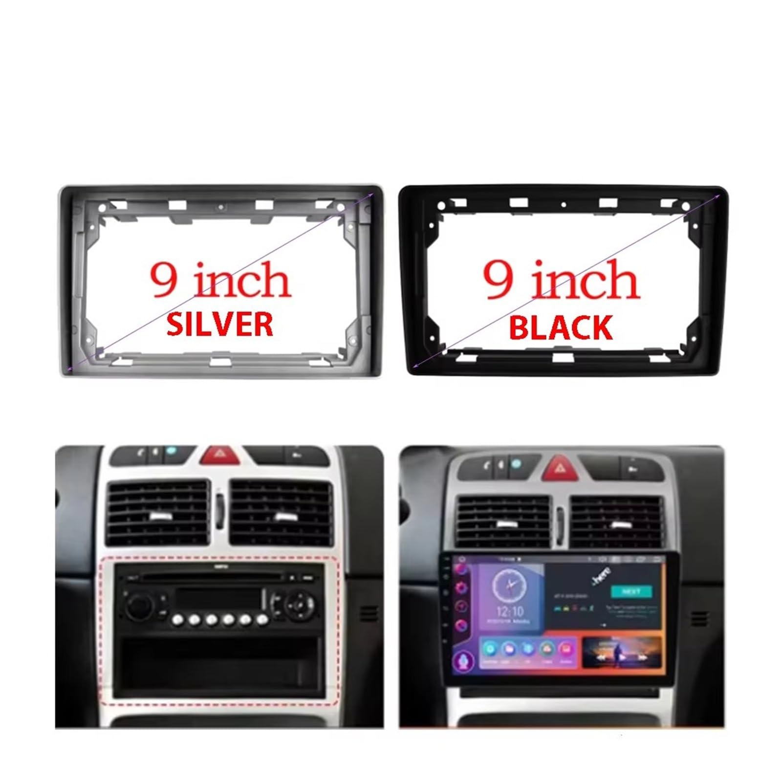 2 DIN para Peugeot 207 307 para Expert para Partner Radio Fascia Reproductor Audio Estéreo para Panel DVD Kit Tablero Marco Soporte Marco Radio Coche Radio