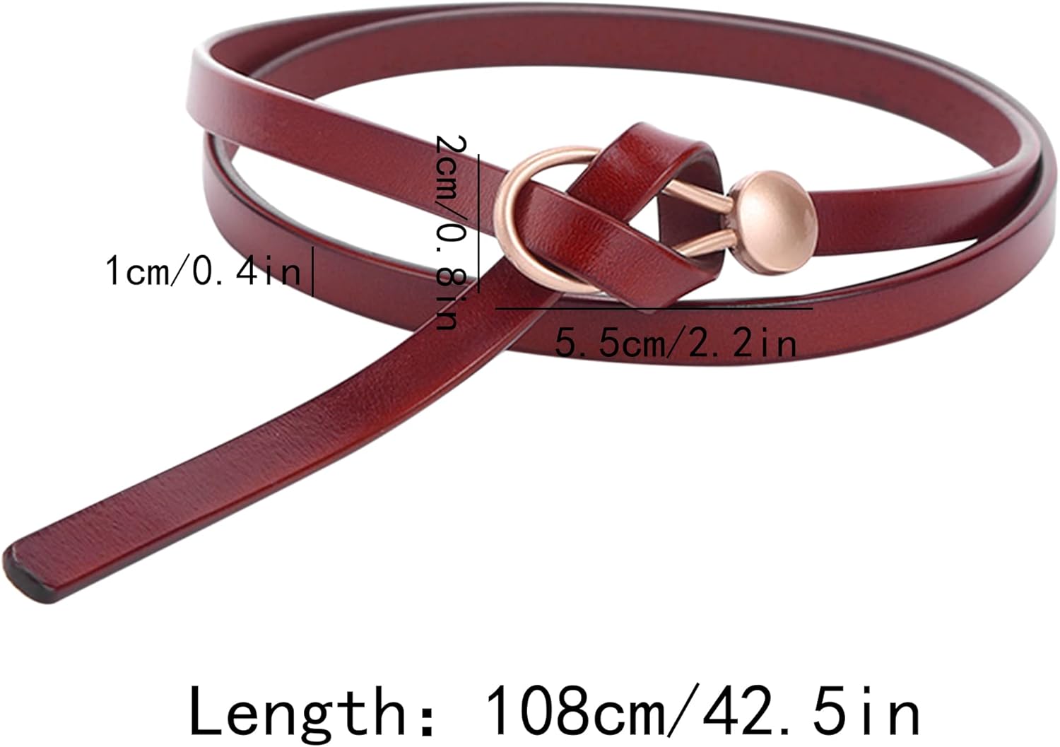 Women's Leather Belt Dress Belt Fashion Skinny Belt Tie A Knot Leather Waist Belt Knotted Decorative Belt - Image 4