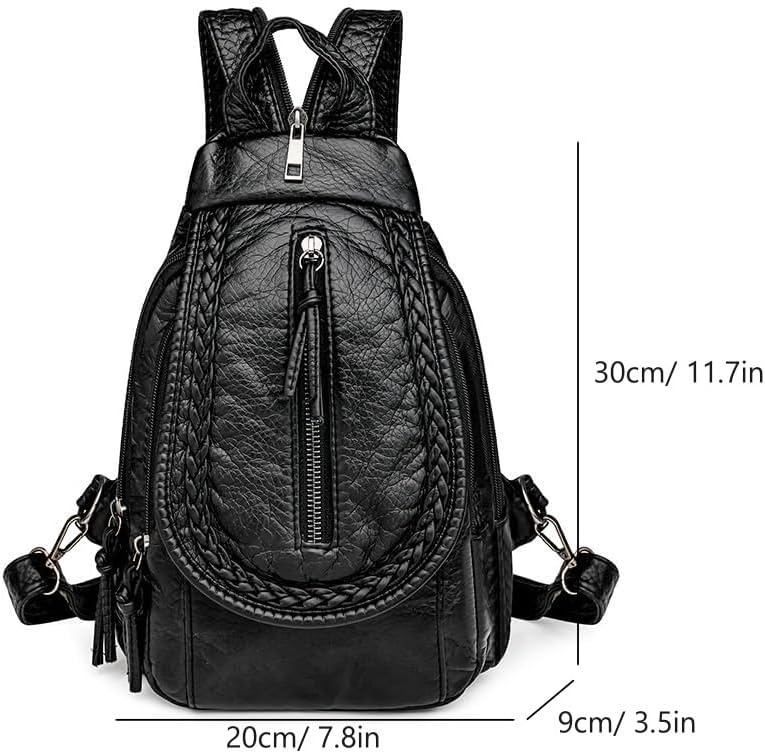 Faux Leather Convertible Sling Backpack Travel Hiking Crossbody Shoulder Bag for Women, Black 4
