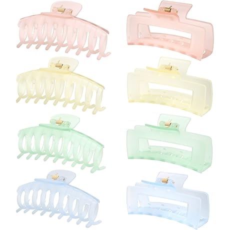 Jelly Frosted Macaron Pastel Claw Clips for Thick Hair