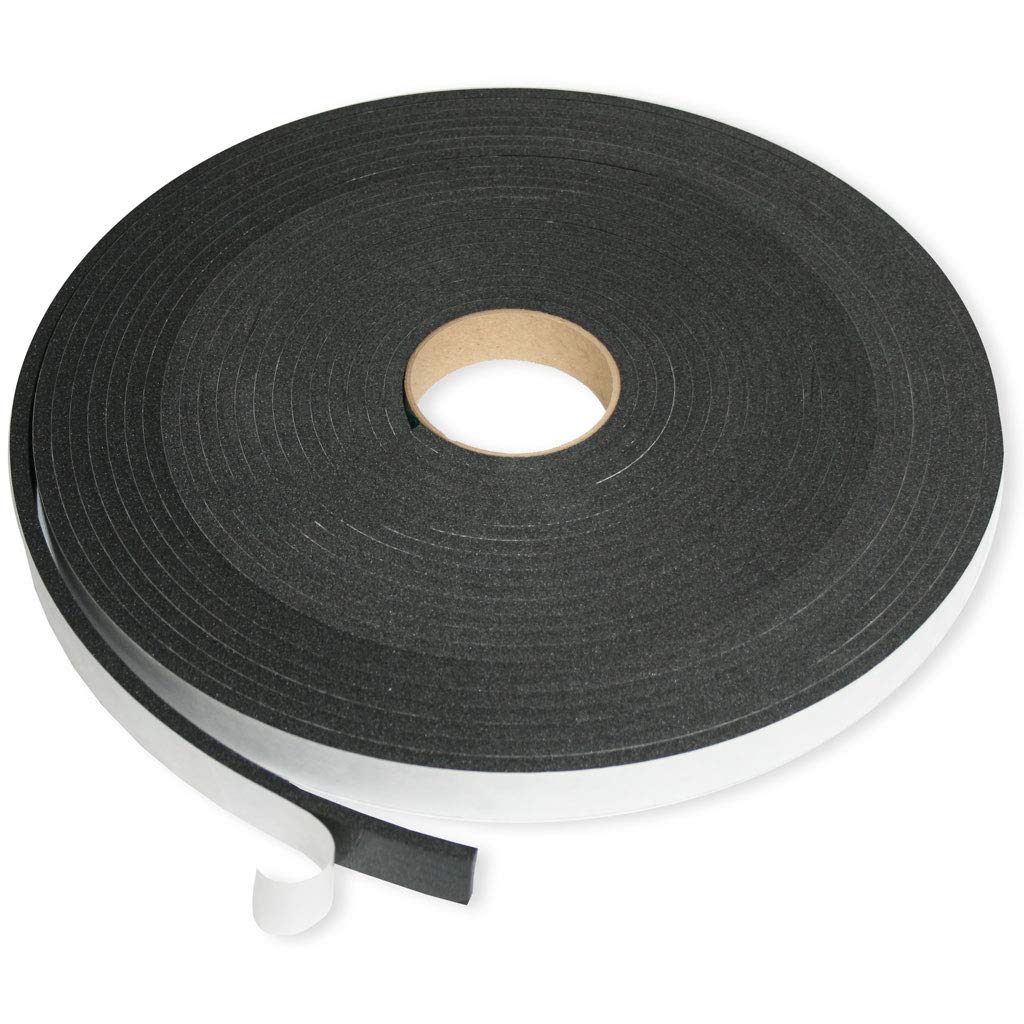 1/4 x 1/2 x 50' Polyethylene Foam Tape - Black - 12 Rolls