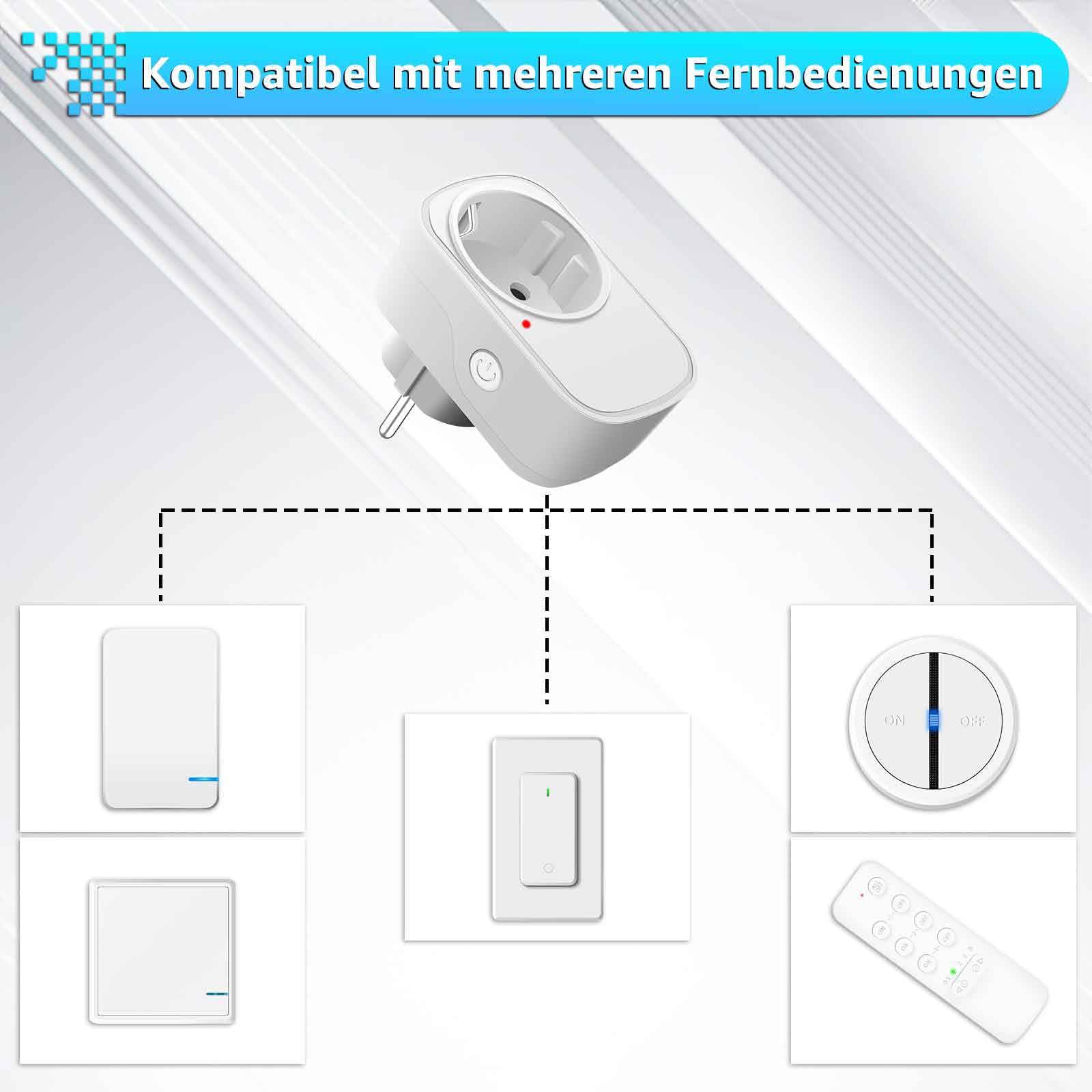 Funksteckdosen mit Fernbedienung,NineLeaf 4 Pack Steckdose mit Fernbedienung，15A/1500W Fernbedienbare Steckdose für Haushaltsgeräte & Weihnachtsdekoration 100m Reichweite, weiß