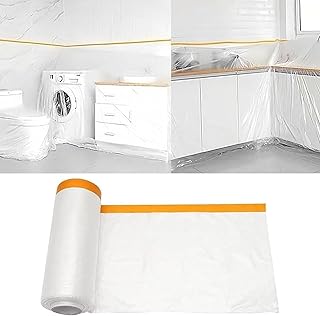 Abdeckfolie Möbel, 4 X 10m Abdeckfolie Mit Klebeband, Abdeckfolie, Malerfolie, Abdeckfolie Maler, Malerfolie Abdeckfolie, für Malerarbeiten, Renovierung, Gartenmöbel, Transparente Baufolie aus PE