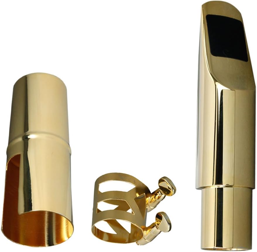 A2 Plated Alto Saxophone Metal Mouthpiece + Cap + Ligature Gold #7