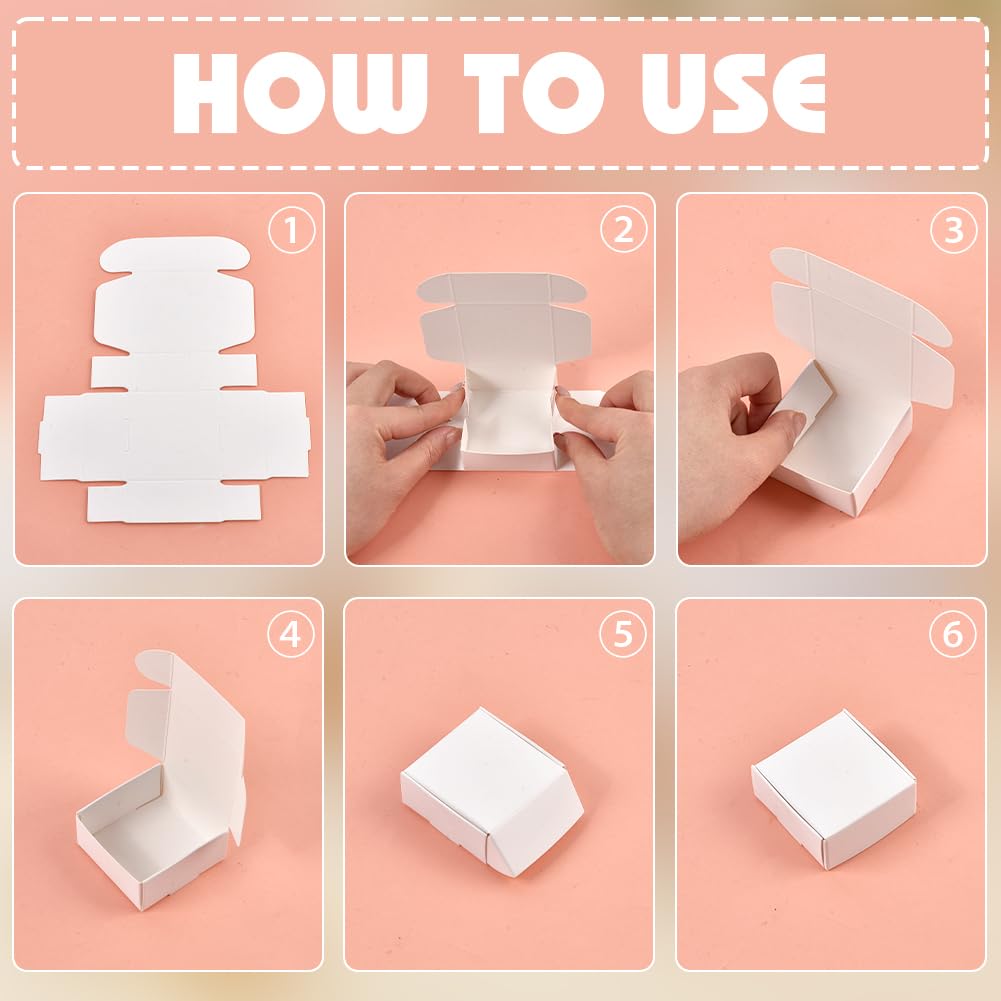 PH PandaHall 200pcs Boîte Cadeau Kraft, 5.5x5.5x2.5cm Boîtes en Carton Blanc pour Bijoux Boîtes d'Emballage Cadeau Pliantes pour Stockage DIY Artisanat Bracelets Bijoux