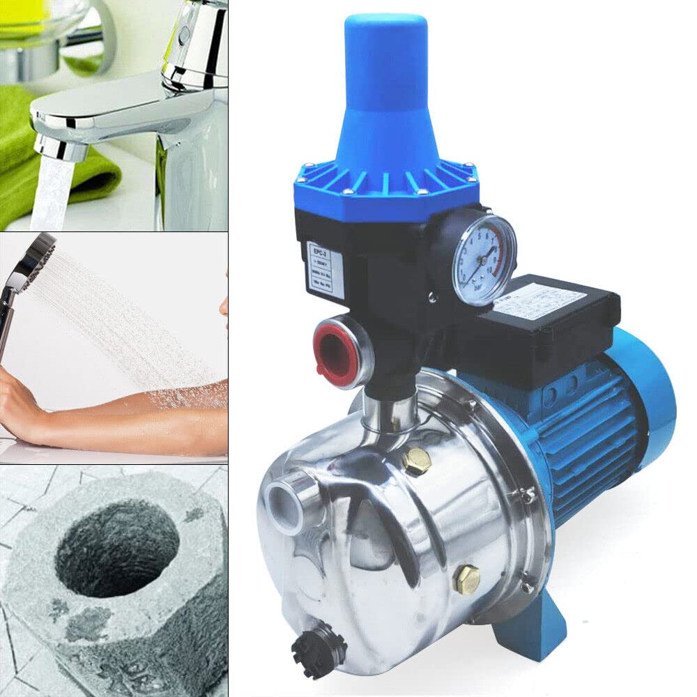 Pompa acqua domestica Pompa da giardino Pompa centrifuga DiLiBee 1100 W 3600 l/h 50 m Altezza di mandata Blu Moderno Ottone IP44