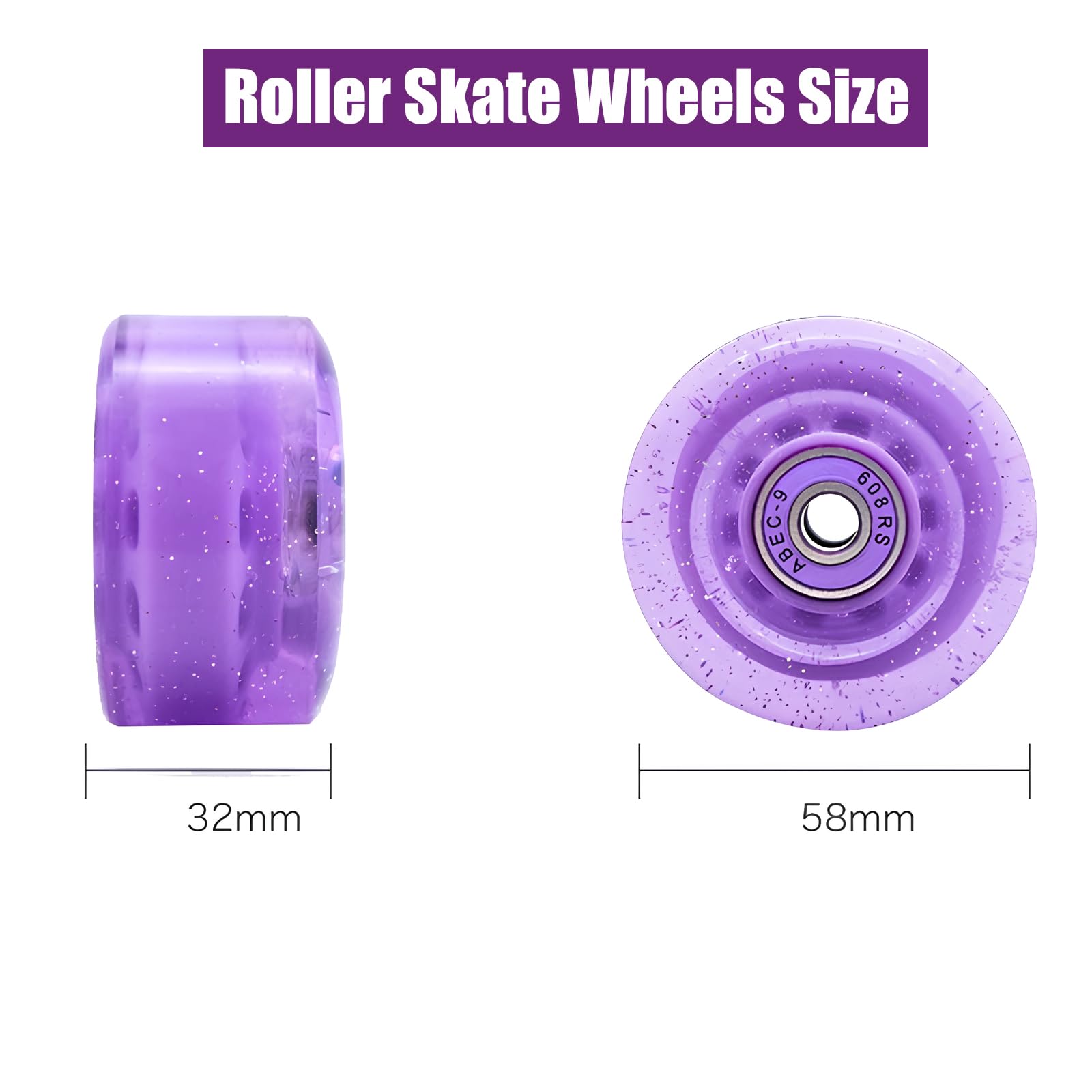 Roues de Patins à roulettes, Lot de 8 Roues de Rechange for Patins à roulettes d'extérieur, 58 mm x 32 mm