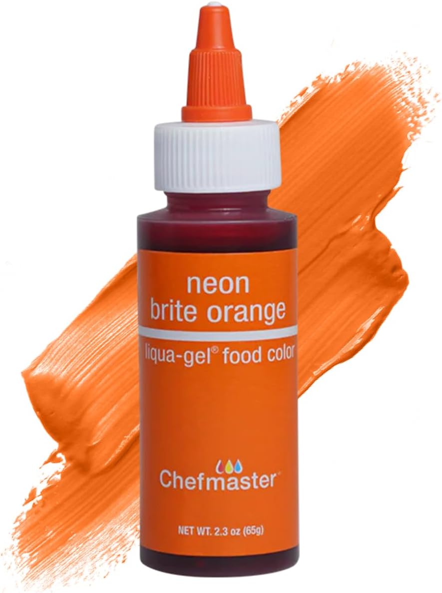 Neon Orange Liqua-Gel® Food Coloring | Vibrant Color | Professional-Grade Dye for Icing, Frosting, Fondant | Baking & Decorating | Fade-Resistant | Easy-to-Use | Made in USA | 2.3 oz