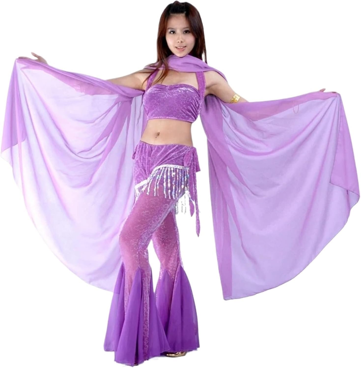 SSDDLZEQ Stage performance version Women’s Belly Dance Chiffon Veil And Shawl – 200 × 100 Cm(Color 5)