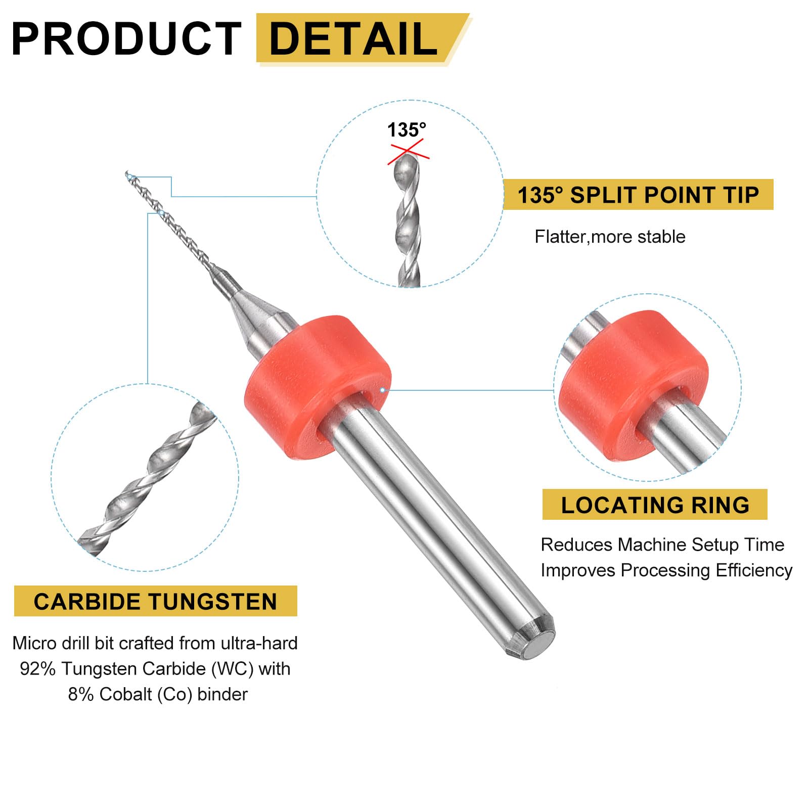 PATIKIL 30 Pack 0.6mm Micro Drill Bits 1/8" Shank Carbide Tungsten Steel 135° Mini Small Bits Print Circuit Board Drilling Tool for CNC Engraving Precision Machinery - Image 4