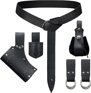 6 PCs Renaissance Belt Costume Accessories Pouch Skirt Sword Frog Viking Horn Belt Holster