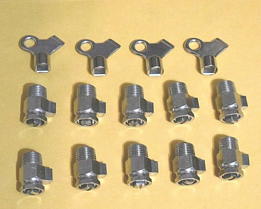 10 Radiator Nickel Plated Brass Air Vent Bleeder Coin Valves 1/8" MIP
