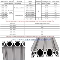 Vista 4 de 2 piezas de perfil de extrusión de aluminio 2060 con ranura en T de la serie 20, riel lineal anodizado estándar europeo para piezas de impresora 3D