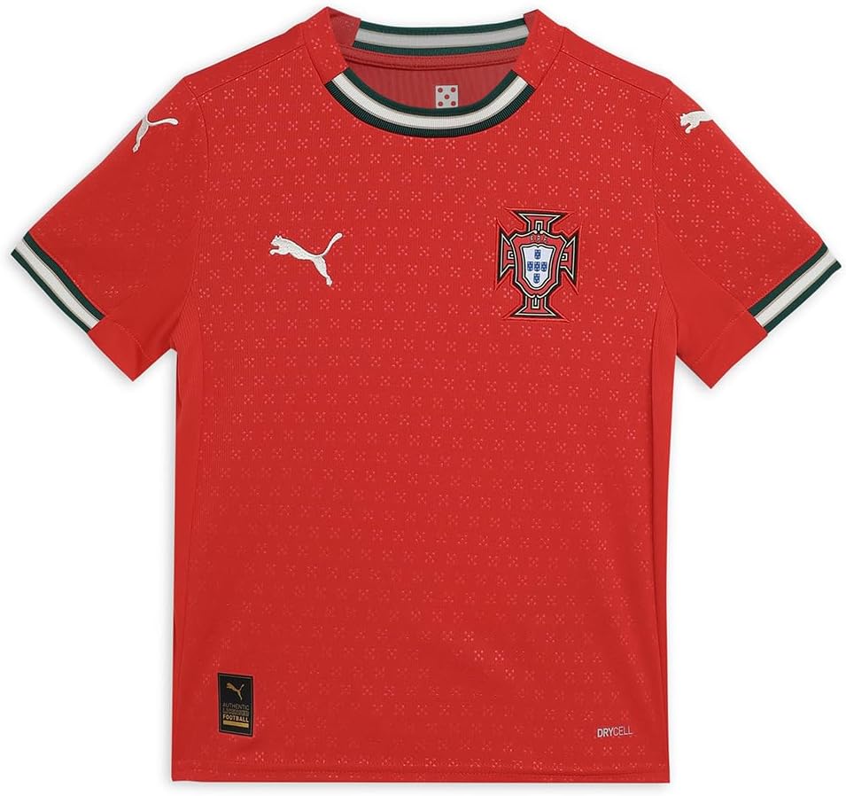 PUMA Portugal 2025 Youth Home Jersey, Official Portugal National Team Soccer Jersey for Kids