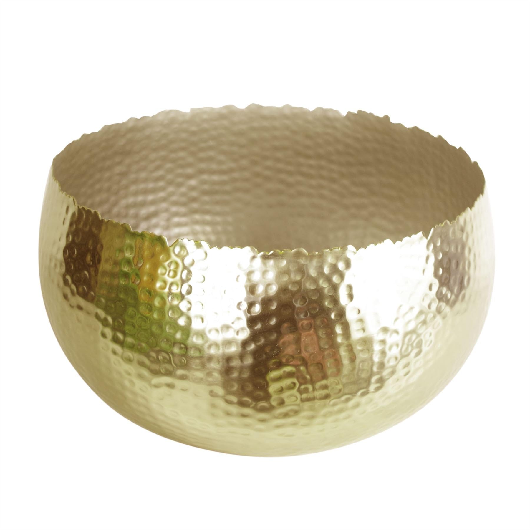 Leaf Gold Hammered Metal Bowl Planter 32cm