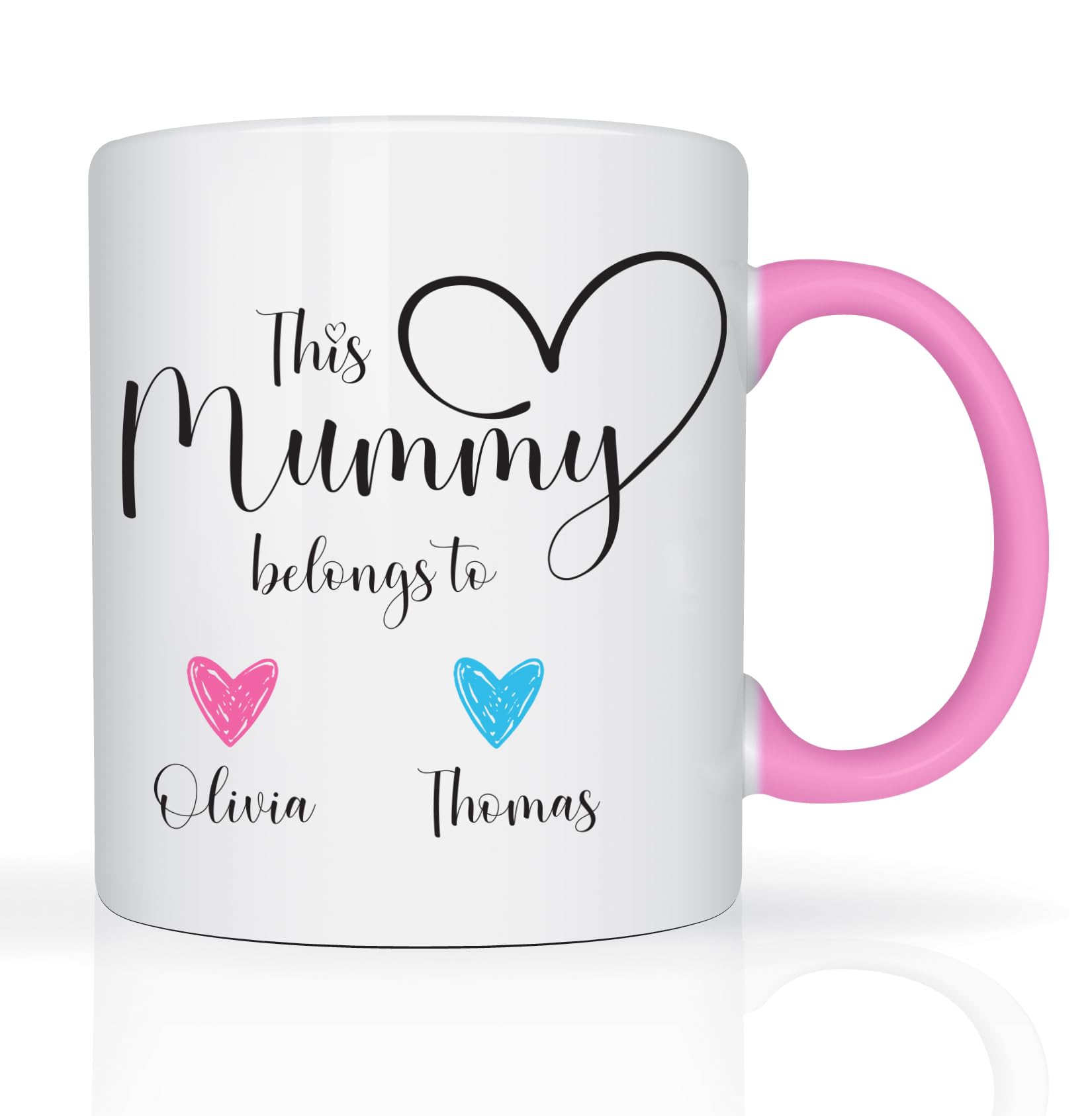 Star Online Personalised Mothers Day Mug Gifts for Mum This Mummy Belongs to Heart Prints Mugs from Daughter & Son 11oz Ceramic Coffee Cup for Nan Nana Grandma Gran Novelty Mug Birthday Presents