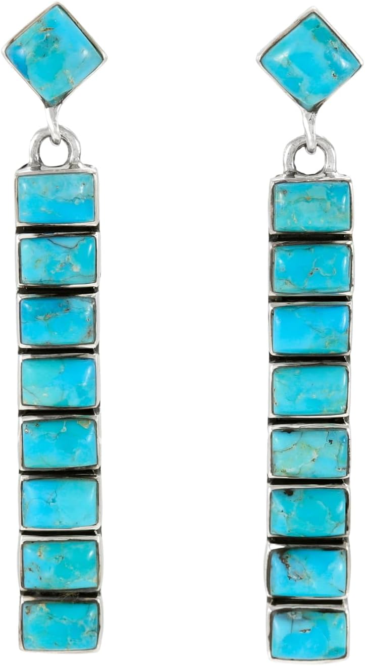 Turquoise Earrings 925 Sterling Silver & Genuine Gemstones (Choose Color)