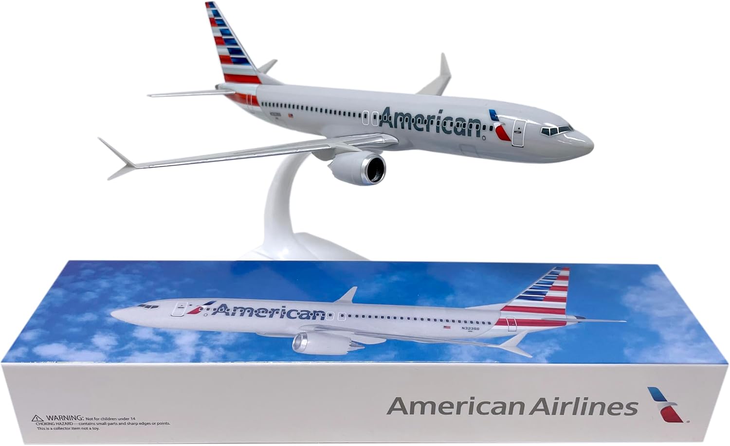 Flight Miniatures American (13-Cur) 737-MAX8 1:200 Scale - Plastic Snap-Fit Model Airplane - Collectible Replica of American Airlines Aircraft - Part# ABO-7378MH-001