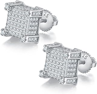 Aretes de moissanita para hombre, color D, claridad VVS1, aretes de diamante blanco/amarillo, aretes de plata de ley S925, aretes de moissanita para mujer con certificado