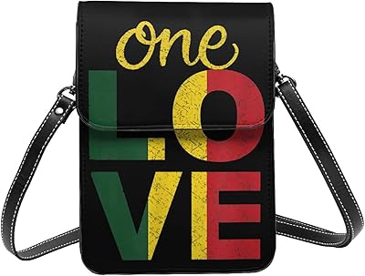 errtavt One Love Jamaican Rasta Reggae Crossbody Cell Phone Bag Cute Purse Bags Wallet Bags Adjustable Strap Lightweight Mini Phone Bag For Women