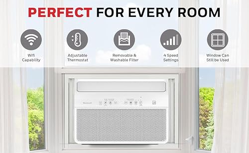 Miniatura 29 de Honeywell Aire acondicionado digital para ventana de 14,000 BTU, control remoto, pantalla LED, 4 modos, ecológico, cobertura de 800 pies cuadrados