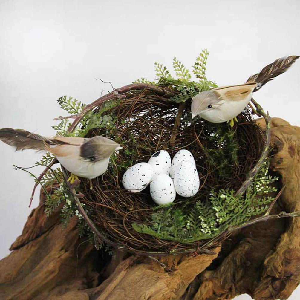 Natural Rattan Twig Artificial Bird Nest House Ornament Photo Props