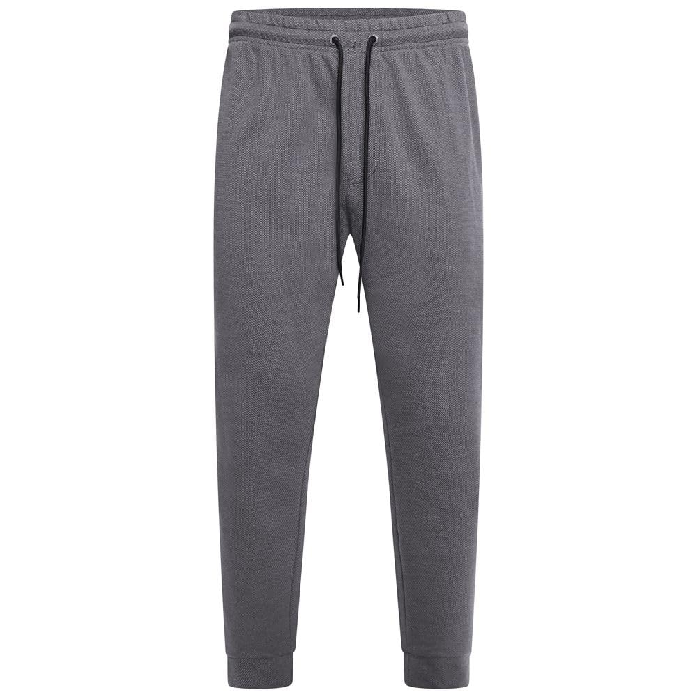 Kam Men's Grey Jeanswear Textured Interlock Cuffed Joggers - 8XL