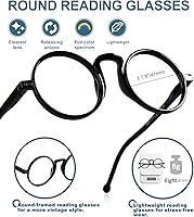 Vista 33 de BLUELESS Vintage Round Reading Glasses Professor Readers (Brown Tortoise, +0.50)