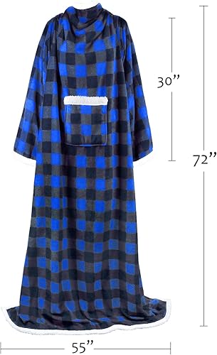 Miniatura 7 de Catalonia Manta Sherpa con mangas y brazos, cómoda manta de TV con mangas, manta grande y cómoda para mujeres y hombres, regalo para ella