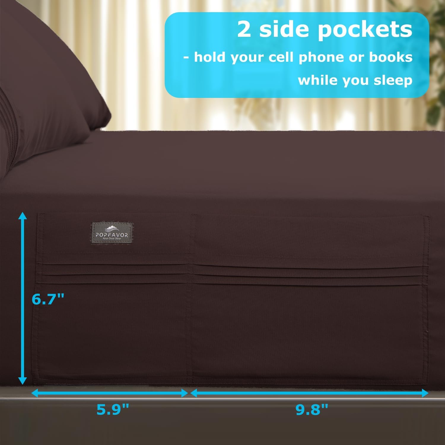 Deep Pocket California King Fitted Sheet with Straps - Fits Mattresses Up to 21" Thick - 3 Piece Bed Sheets - Moisture Wicking, Cooling & Soft Fitted Sheet & Pillow Cases (Chocolate)